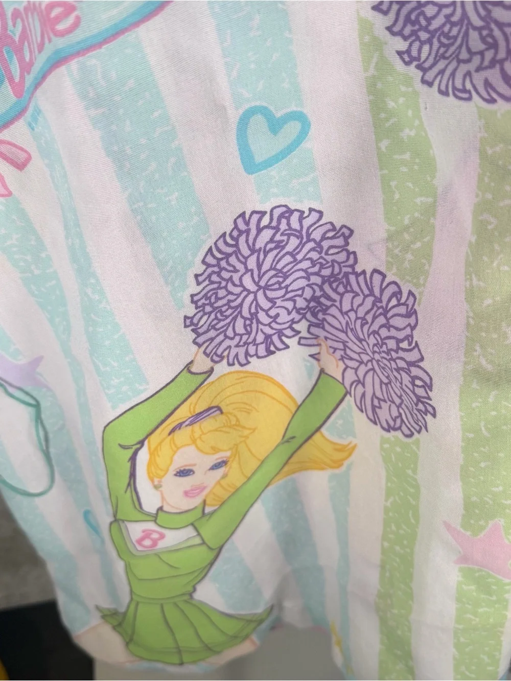 Barbie Cheerleader Vintage 1998 Twin Size Flat Sheet